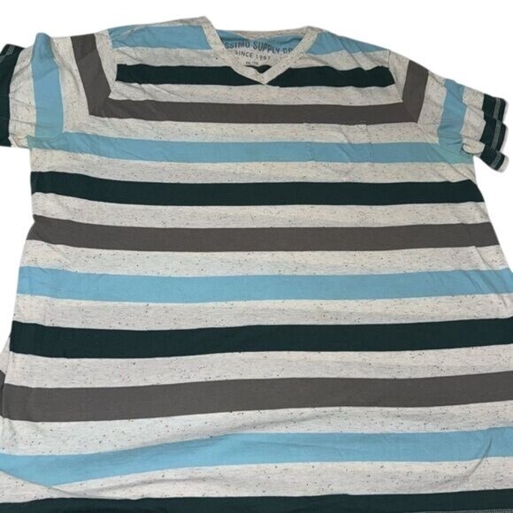 Mossimo Supply Co XXL Mens Striped Short Sleeve V-Neck T-Shirt - Picture 2 of 4